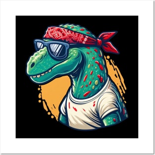 Cool Dinosaur with Sunglasses Posters and Art